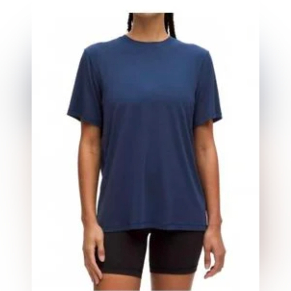Lululemon BLUE Jersey Training Shirt Sleeve No Size Tags Large?